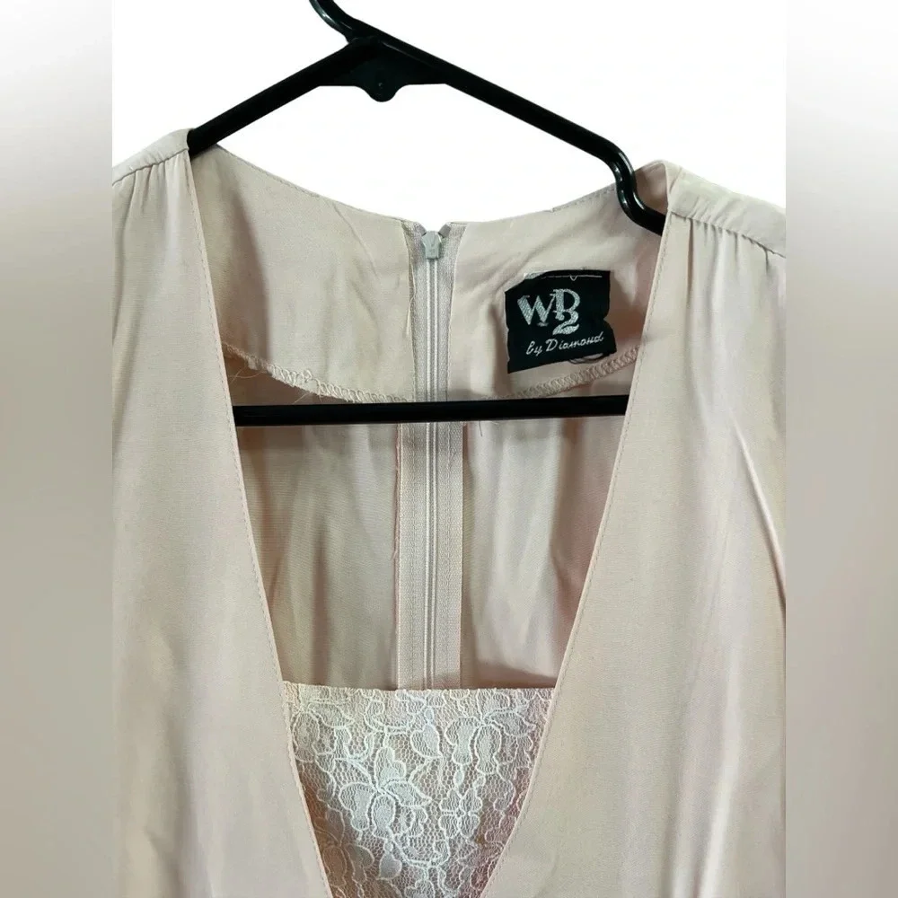 Vintage light pink suit mini dress with lace - Picture 3 of 5